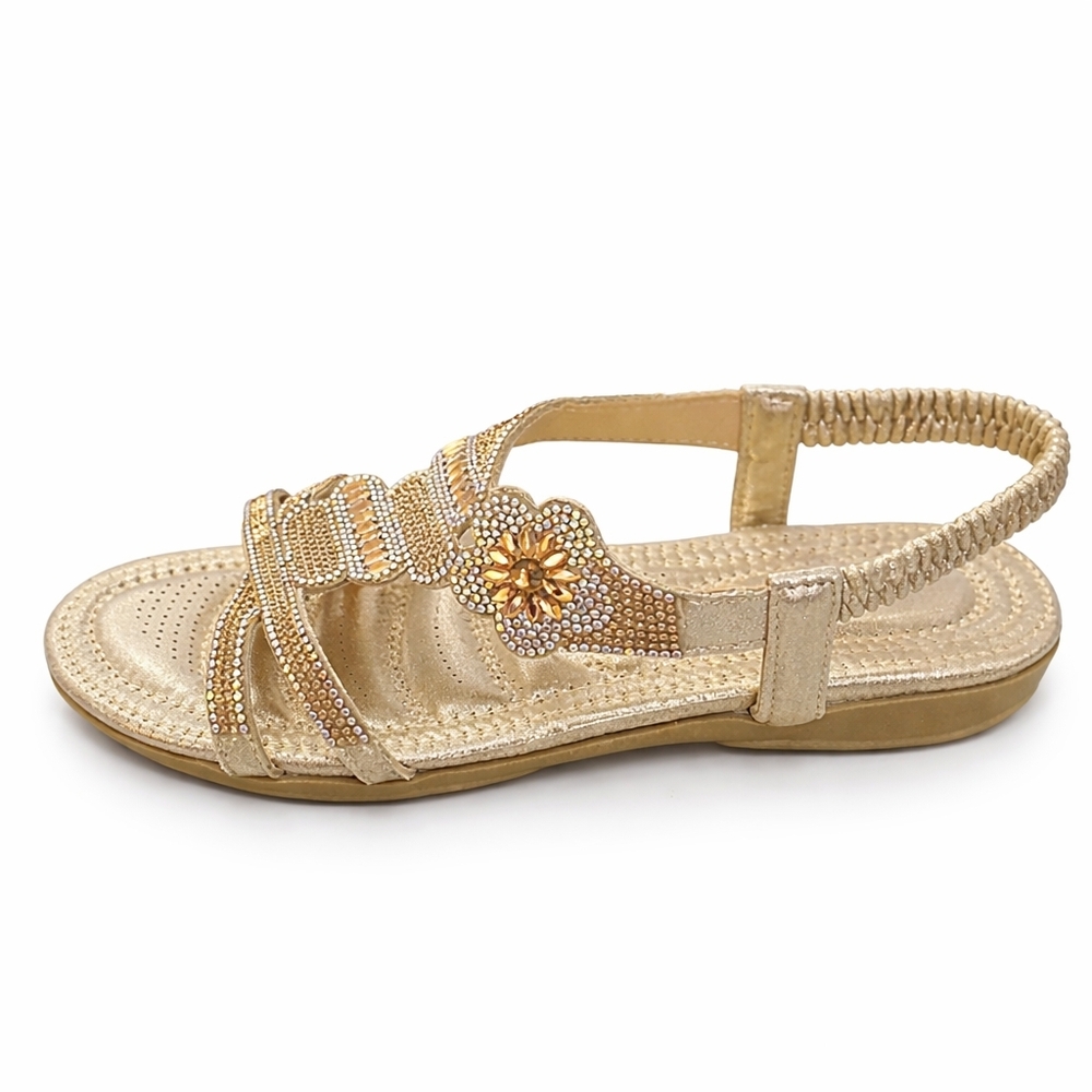Gold Rhinestone Embellished Slingback Sandals | Size US 10 (EU 41) New with box - Picture 5 of 11